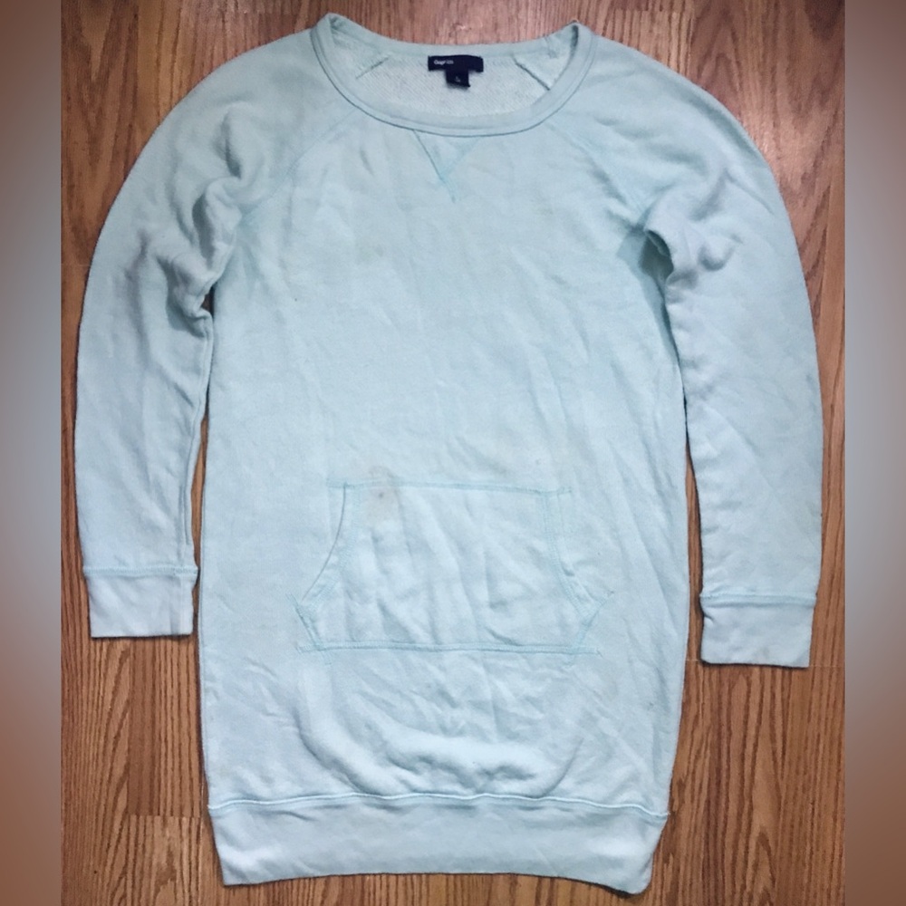 GAP Kids L (10-12) Long Sleeve Pullover Sweater Dress Light Blue Fleece